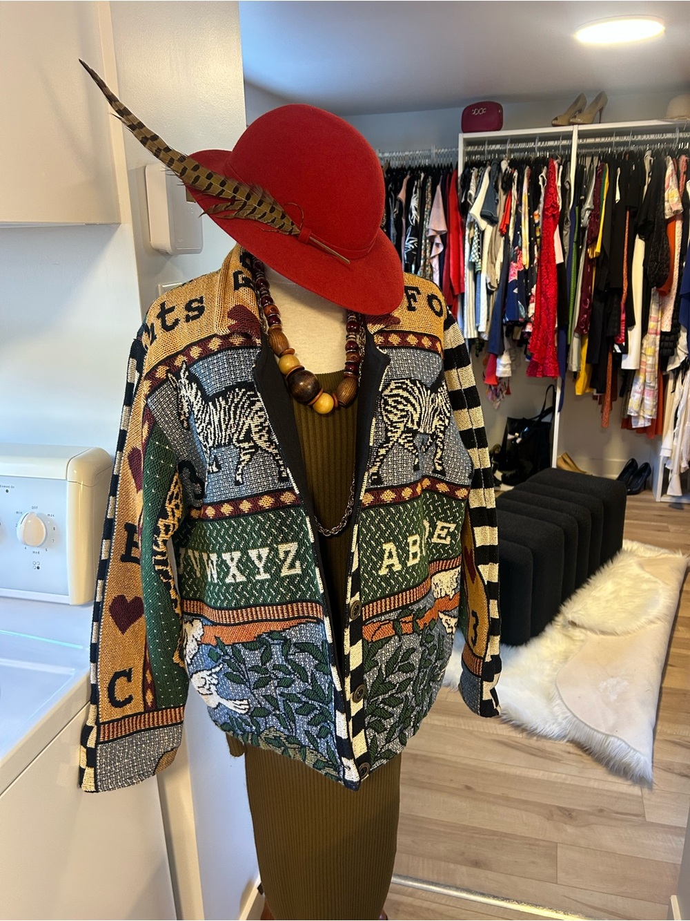 Boho Patchwork Knit Blazer Jacket - Multicolor